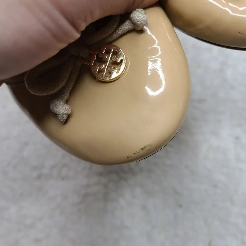 Tory Burch Chelsea‎ Tan Patent Leather Ballet Flats sz 7.5